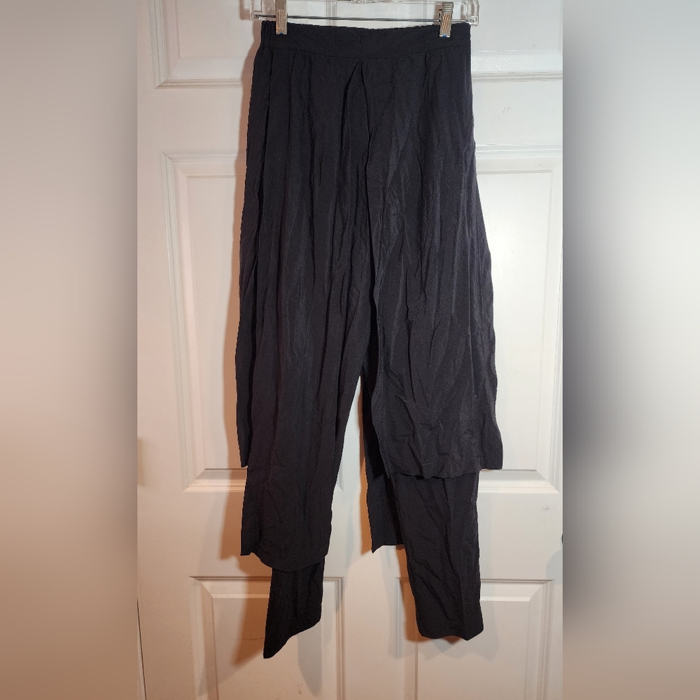 Mizono Vintage Unique Nylon Black Stretch Assymmetrical Pants S